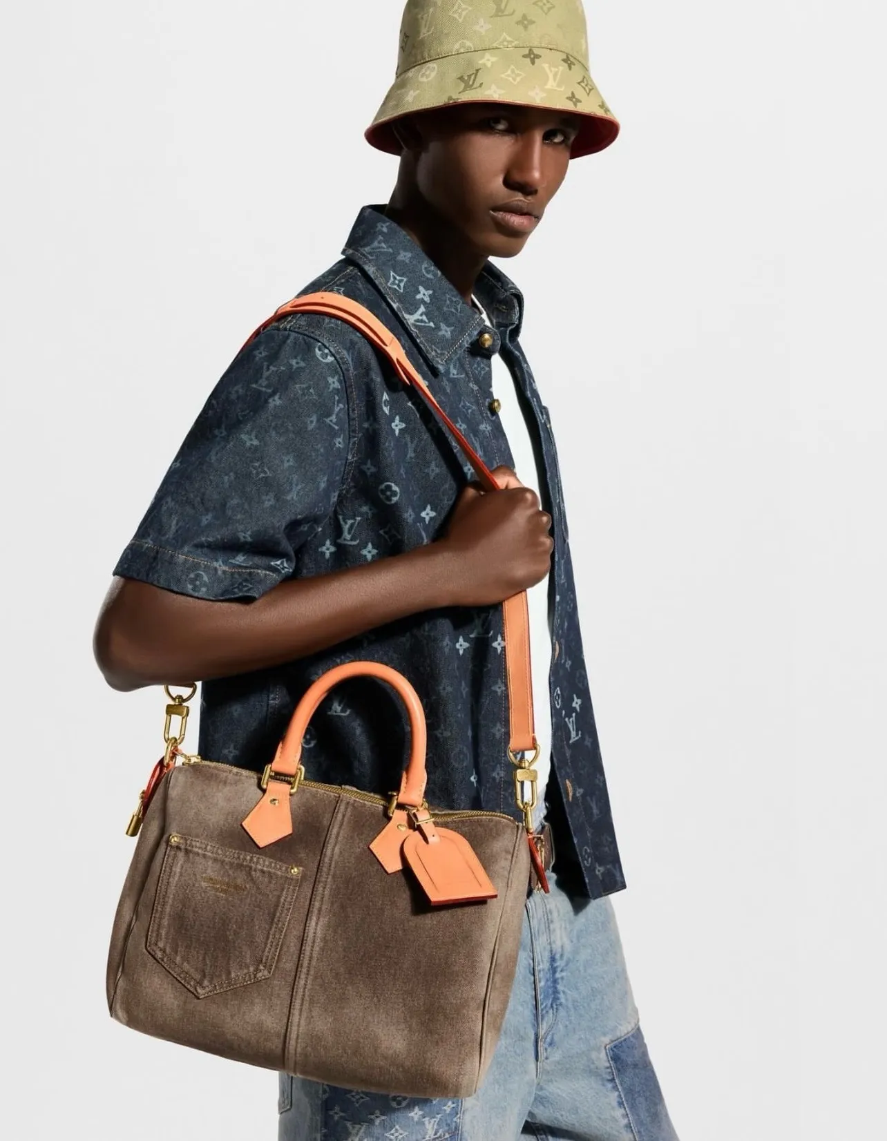 Louis Vuitton/Louis Vuitton 26ss all-over printed presbyopic suit denim short-sleeved shirt